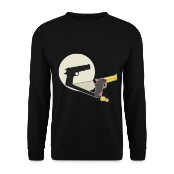 Schattenspiel Ratte Pistole Waffe lustig Geschenk - Unisex Pullover - Schwarz - Vorne - Alina (178cm) & Michal (187cm)