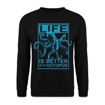 Oktopus Tintenfisch Krake Meerestier Geschenk - Unisex Pullover - Schwarz - Vorne - Alina (178cm) & Michal (187cm)