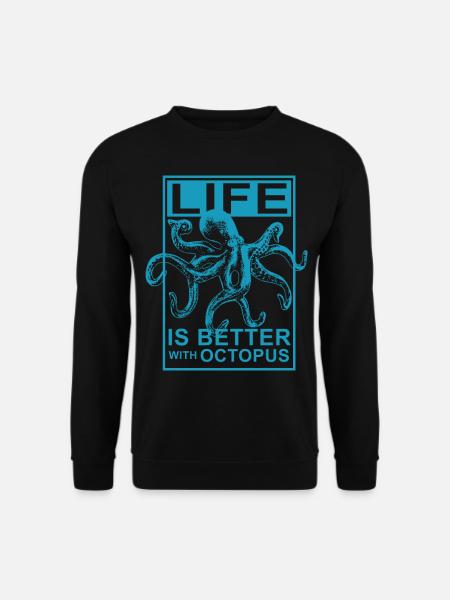 Oktopus Tintenfisch Krake Meerestier Geschenk - Unisex Pullover - Schwarz
