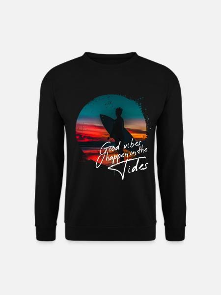 Surfer Spruch Sonnenuntergang Geschenk retro Happy - Unisex Pullover - Schwarz