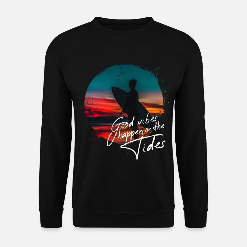 Surfer Spruch Sonnenuntergang Geschenk retro Happy - Unisex Pullover - Schwarz