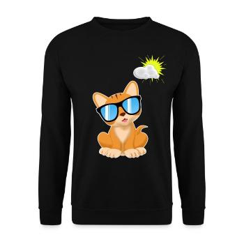 Katze Sonnenbrille comic Kawaii Geschenk kinder - Unisex Pullover - Schwarz - Vorne - Alina (178cm) & Michal (187cm)