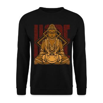 Buddha Meditation Buddhism Yoga Gift - Unisex Sweatshirt - black - Front - Alina (178cm) & Michal (187cm)