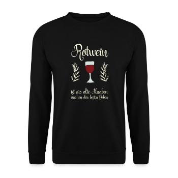 Wilhelm Busch Zitate Sprüche Rotwein Geburtstag - Unisex Pullover - Schwarz - Vorne - Alina (178cm) & Michal (187cm)