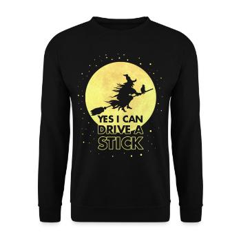 Hexe Halloween Hexenbesen Ehefrau Frau Geschenk - Unisex Pullover - Schwarz - Vorne - Alina (178cm) & Michal (187cm)