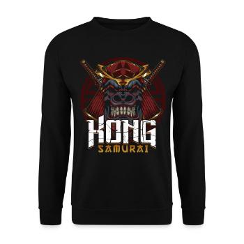 Samurai Kong Gorilla - Unisex Pullover - Schwarz - Vorne - Alina (178cm) & Michal (187cm)
