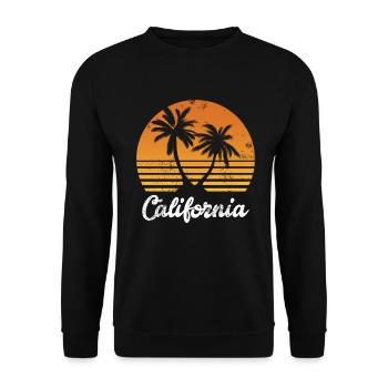 California Vintage - USA Palm Tree Sun Gift - Unisex Sweatshirt - black - Front - Alina (178cm) & Michal (187cm)