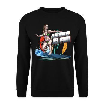 Surfing Is Fun Summer Beach - Unisex Sweatshirt - black - Front - Alina (178cm) & Michal (187cm)