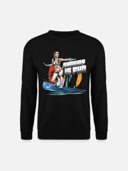 Surfing Is Fun Summer Beach - Unisex Sweatshirt - black