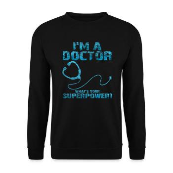 Docteur Héros - Sweat-shirt Unisexe - noir - Devant - Alina (178cm) & Michal (187cm)