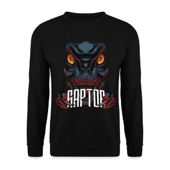 Dinosaur Dino Raptor - Unisex Sweatshirt - black - Front - Alina (178cm) & Michal (187cm)