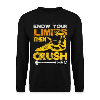 Know your Limits Muscle Building Motivation - Unisex Sweatshirt - black - Front - Alina (178cm) & Michal (187cm)