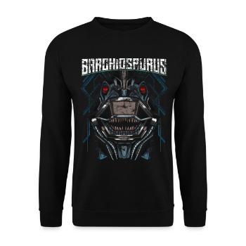 Roboter Dino - Unisex Pullover - Schwarz - Vorne - Alina (178cm) & Michal (187cm)