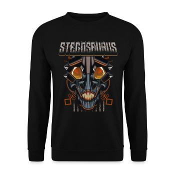 Cyborg Stegosaurus Dinosaurier Scifi - Unisex Pullover - Schwarz - Vorne - Alina (178cm) & Michal (187cm)