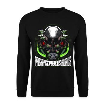 Cyborg Pachycephalosaurus Dinosaurier Scifi - Unisex Pullover - Schwarz - Vorne - Alina (178cm) & Michal (187cm)