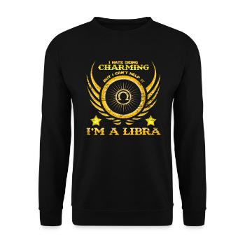 Sternzeichen Sprüche Waage Libra - Unisex Pullover - Schwarz - Vorne - Alina (178cm) & Michal (187cm)