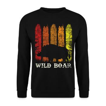 Retro vintage style boar pig - Unisex Sweatshirt - black - Front - Alina (178cm) & Michal (187cm)