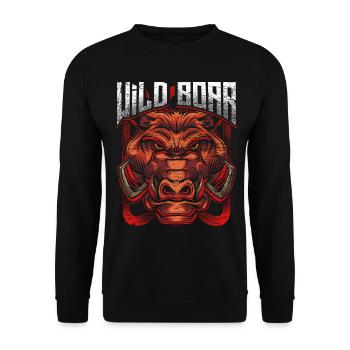 Warzenschwein Wildschweine Schwein Tier - Unisex Pullover - Schwarz - Vorne - Alina (178cm) & Michal (187cm)