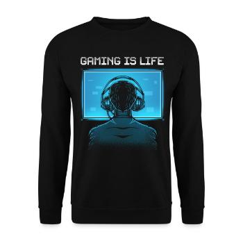 Gaming is Life - Unisex Pullover - Schwarz - Vorne - Alina (178cm) & Michal (187cm)