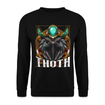 Thoth Thot Ägyptischer Gott Gottheit Ibis - Unisex Pullover - Schwarz - Vorne - Alina (178cm) & Michal (187cm)