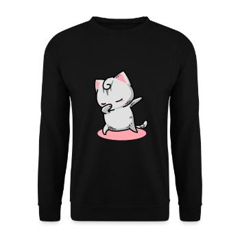 Chat Kawaii Dab - Sweat-shirt Unisexe - noir - Devant - Alina (178cm) & Michal (187cm)