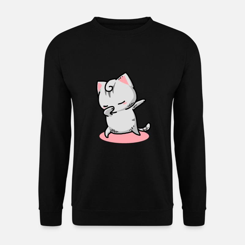 Katze Kawaii Dab - Unisex Pullover - Schwarz