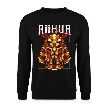 Egyptian god of hunting Anhur - Unisex Sweatshirt - black - Front - Alina (178cm) & Michal (187cm)