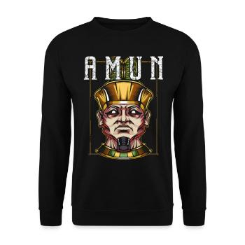 Amun Mythologie Gott Gottheit Ägyptisch Schöpfer - Unisex Pullover - Schwarz - Vorne - Alina (178cm) & Michal (187cm)