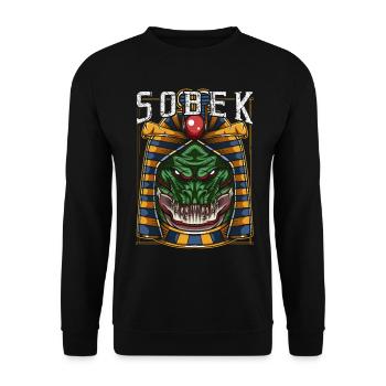 Sobek Mythologie Gott Gottheit Ägyptisch Krokodil - Unisex Pullover - Schwarz - Vorne - Alina (178cm) & Michal (187cm)