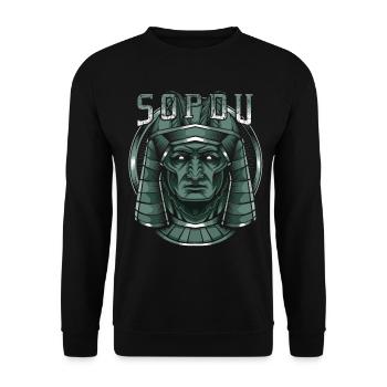 Gott des Himmels Sopdu Ägyptisch Ägypten Gottheit - Unisex Pullover - Schwarz - Vorne - Alina (178cm) & Michal (187cm)