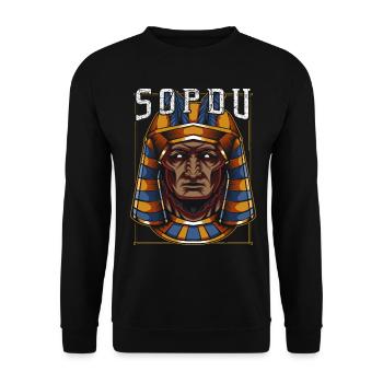 Sopdu Mythologie Gott Gottheit Ägyptisch Ägypten - Unisex Pullover - Schwarz - Vorne - Alina (178cm) & Michal (187cm)
