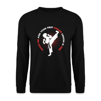 Karate Karatekämpfer MMA Japanische Kampfkunst - Unisex Pullover - Schwarz - Vorne - Alina (178cm) & Michal (187cm)