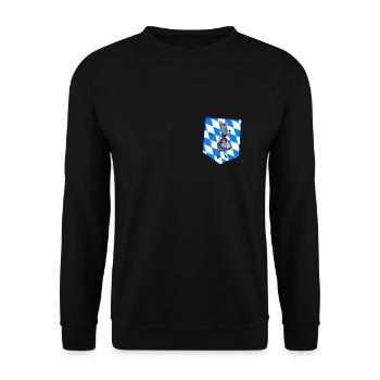Wiesn Bayrische Flagge Katze Geschenk - Unisex Pullover - Schwarz - Vorne - Alina (178cm) & Michal (187cm)