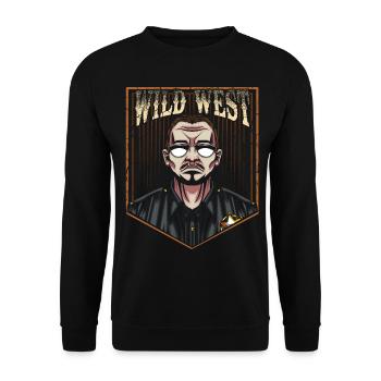 Wild West Sheriff Western Gesetzeshüter Vintage - Unisex Pullover - Schwarz - Vorne - Alina (178cm) & Michal (187cm)