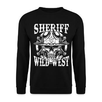Wild West Sheriff Skull Cowboy Western - Sweat-shirt Unisexe - noir - Devant - Alina (178cm) & Michal (187cm)