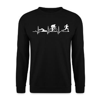 Herzschlag Triathlon - Unisex Pullover - Schwarz - Vorne - Alina (178cm) & Michal (187cm)