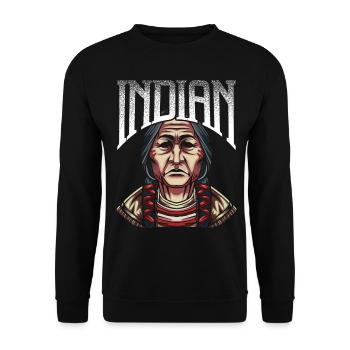 Indianer - Unisex Pullover - Schwarz - Vorne - Alina (178cm) & Michal (187cm)
