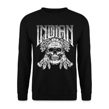 Indio Totenkopf Indianer Totenschädel Häuptling - Sweat-shirt Unisexe - noir - Devant - Alina (178cm) & Michal (187cm)