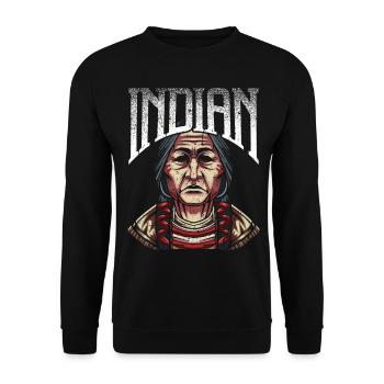 Indianer Indio Indianisch Ureinwohner Geschenk - Unisex Pullover - Schwarz - Vorne - Alina (178cm) & Michal (187cm)