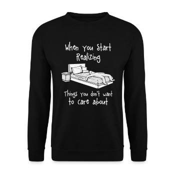 Sad "When you start Realizing Things" design - Unisex Sweatshirt - black - Front - Alina (178cm) & Michal (187cm)