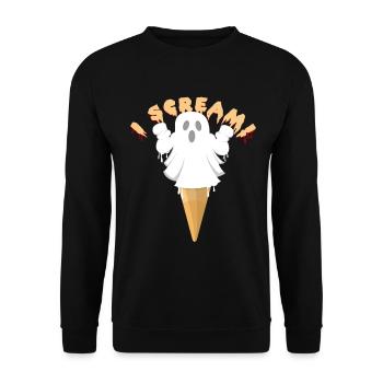 Geist Halloween - Unisex Pullover - Schwarz - Vorne - Alina (178cm) & Michal (187cm)