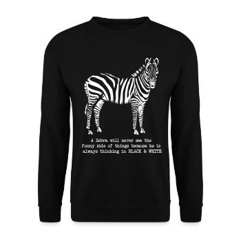 Zebra - Unisex Pullover - Schwarz - Vorne - Alina (178cm) & Michal (187cm)