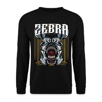 Zebra Zebrastreifen Zebrakopf Modern Trendy Pferd - Unisex Pullover - Schwarz - Vorne - Alina (178cm) & Michal (187cm)