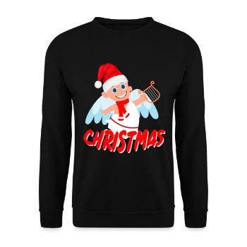Frohe Weihnachten Engel - Unisex Pullover - Schwarz - Vorne - Alina (178cm) & Michal (187cm)