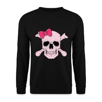 Skull female with pink bow - Unisex Sweatshirt - black - Front - Alina (178cm) & Michal (187cm)