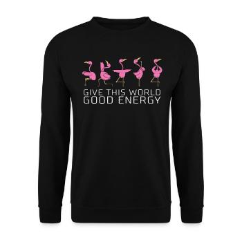 Flamingo saying yoga funny funny gift - Unisex Sweatshirt - black - Front - Alina (178cm) & Michal (187cm)