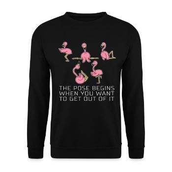 Flamingo Dire drôle Cadeau de yoga Pilates - Sweat-shirt Unisexe - noir - Devant - Alina (178cm) & Michal (187cm)
