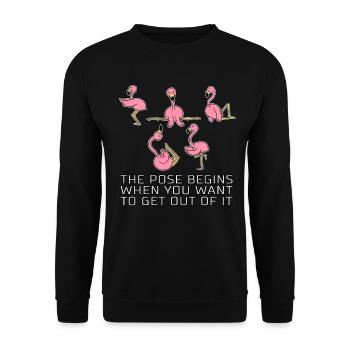 Flamingo saying yoga funny funny gift - Unisex Sweatshirt - black - Front - Alina (178cm) & Michal (187cm)
