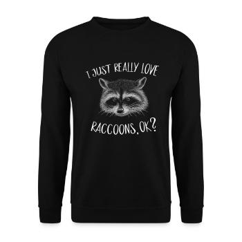 J'adore vraiment les ratons laveurs, d'accord? Cadeau de raton laveur - Sweat-shirt Unisexe - noir - Devant - Alina (178cm) & Michal (187cm)