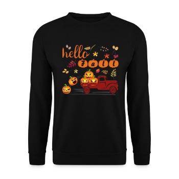 Bonjour Automne Funny shirt citrouille automne Halloween - Sweat-shirt Unisexe - noir - Devant - Alina (178cm) & Michal (187cm)